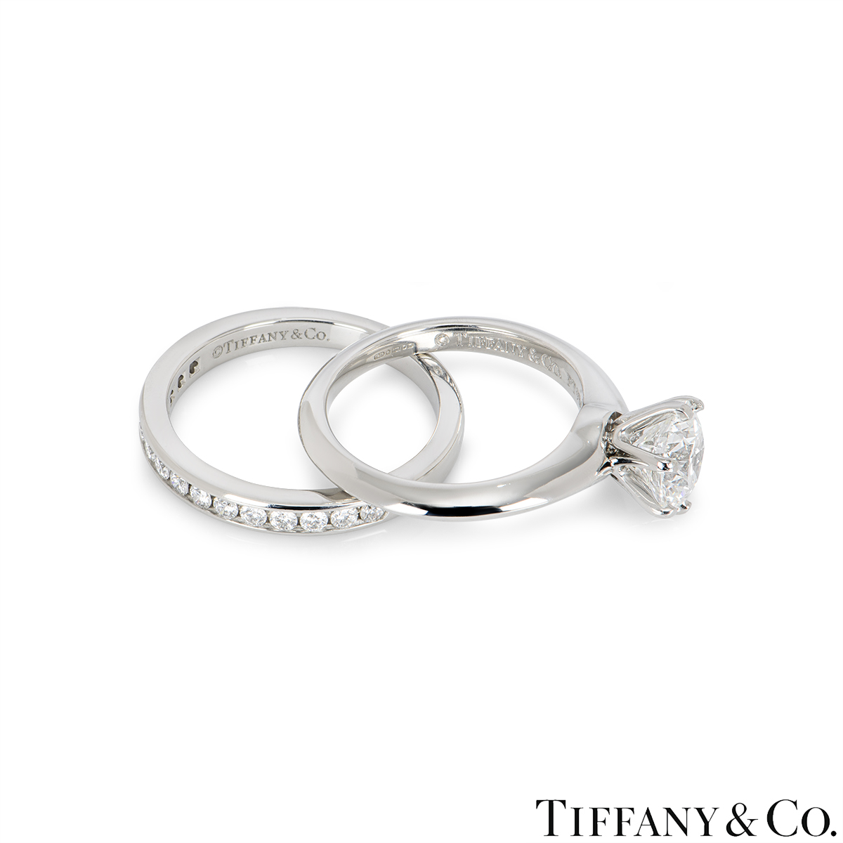 Tiffany & Co. Platinum Diamond Ring 1.17ct G/VVS1 XXX With Diamond Half Eternity Ring